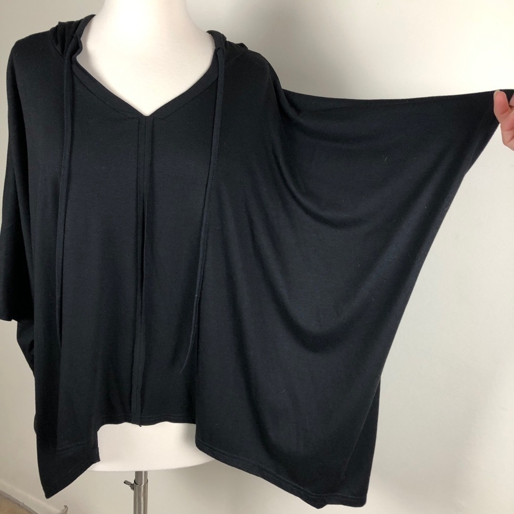 Oversized Hooded Poncho pullover with hood.